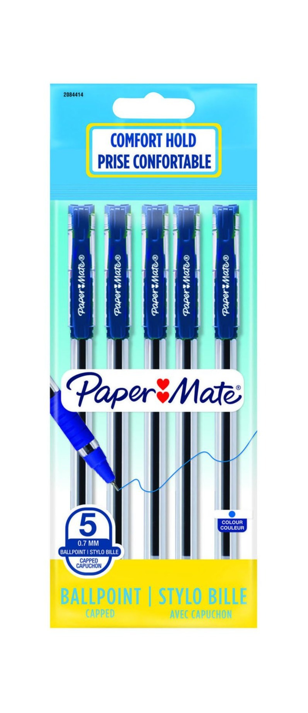 Набор Ручкек Paper Mate Brite BP набор 5шт. шар., d=0.7мм синяя 2084414