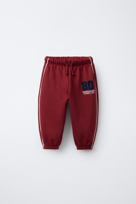 ZARA БРЮКИ-ДЖОГГЕРЫ С НОМЕРОМ, ГРАНАТОВЫЙ