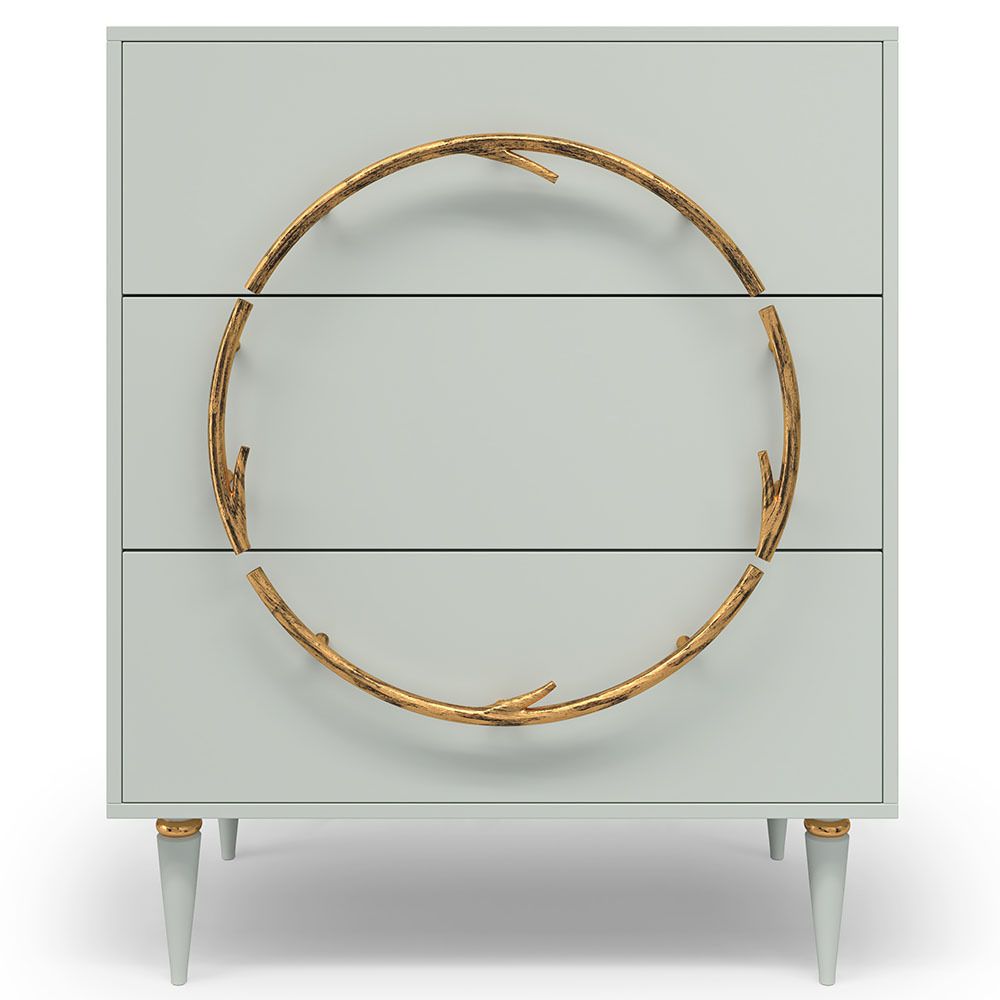 Комод Арт Колор matte Классик Голд с 3 ящиками Серый дым матовый