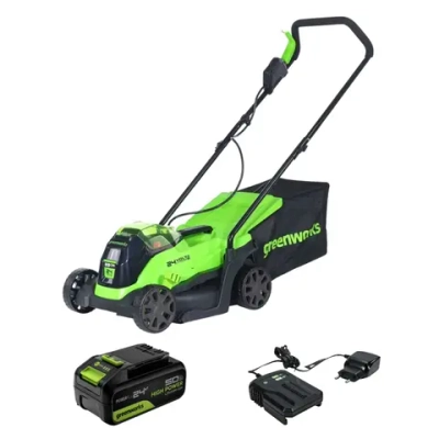 Аккумуляторная газонокосилка Greenworks GD24LM33K5 24В (1 x 5 Ач, ЗУ) нож 33 см, 2516107UG