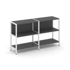 Shelf System Двухсекционный стеллаж двухярусный SN.STM-221 Антрацит/Металл Белый 1590*400*879