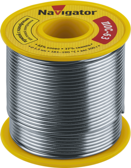 Припой Navigator 93 783 NEM-Pos05-63K-1.5-K200 (ПОС-63, катушка, 1.5 мм, 200 гр)