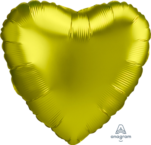 А 19"/48 см, Сердце, Сатин, Лимонный (Lemon), 1 шт