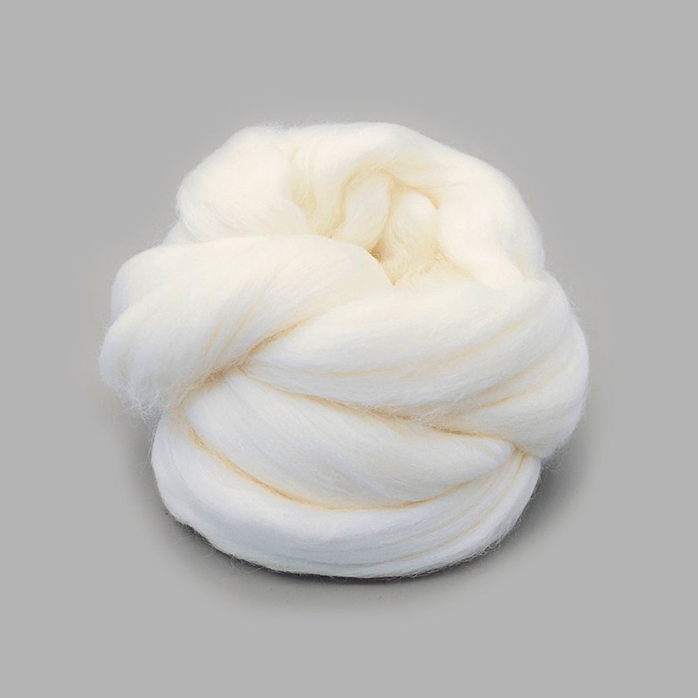 Шерсть для валяния "ТРО", тонкая мериносовая шерсть 100г, белый