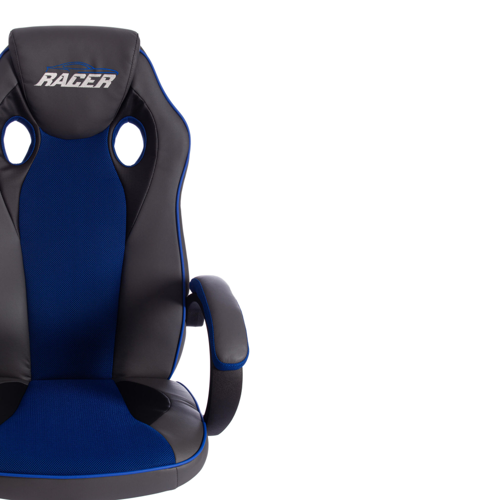 Кресло RACER GT new кож/зам/ткань, металлик/синий, 36/10
