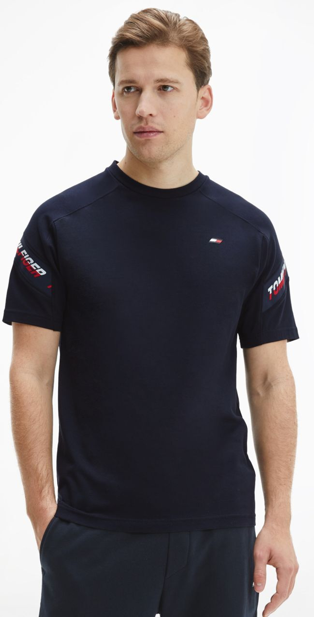 Футболка мужская теннисная Tommy Hilfiger Tape SS Tee - desert sky