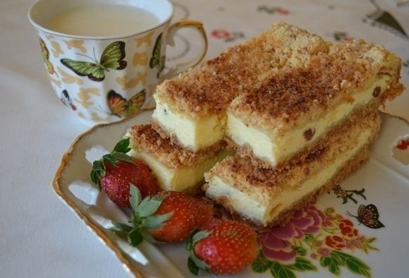 Песочный пирог с творогом