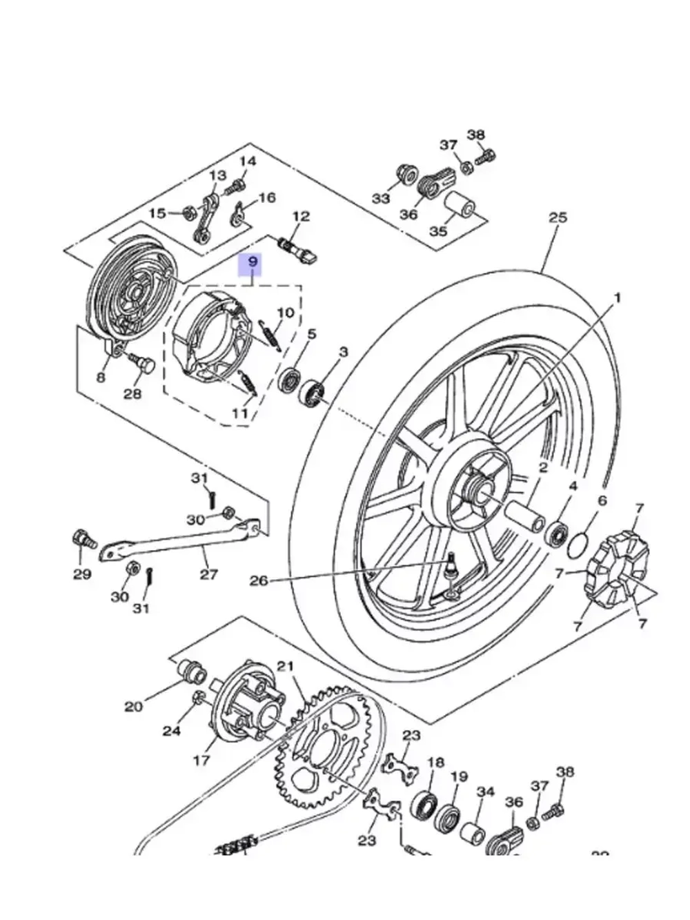 Колодки тормозные для мотоциклов задние YBR125