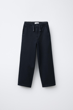 ZARA БРЮКИ КОМФОРТНОГО КРОЯ ИЗ ТКАНИ С РЕЛЬЕФНЫМ УЗОРОМ, МОРСКОЙ СИНИЙ