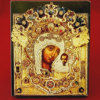 Икона Божией Матери Казанская с Власами на дереве на левкасе