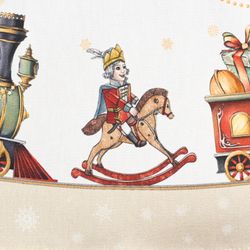 СКАТЕРТЬ КРУГЛАЯ "ЩЕЛКУНЧИК" ,190СМ ,БЕЖЕВЫЙ , 100%ХЛОПОК , ТВИЛ