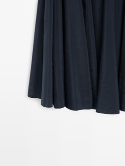 Massimo Dutti Юбка миди со складками, темно-синий