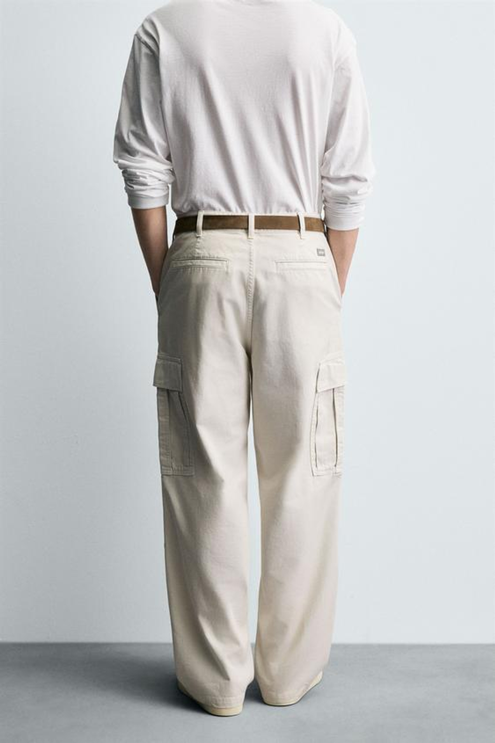 ZARA БРЮКИ-КАРГО STRAIGHT FIT, КАМЕННО-СЕРЫЙ