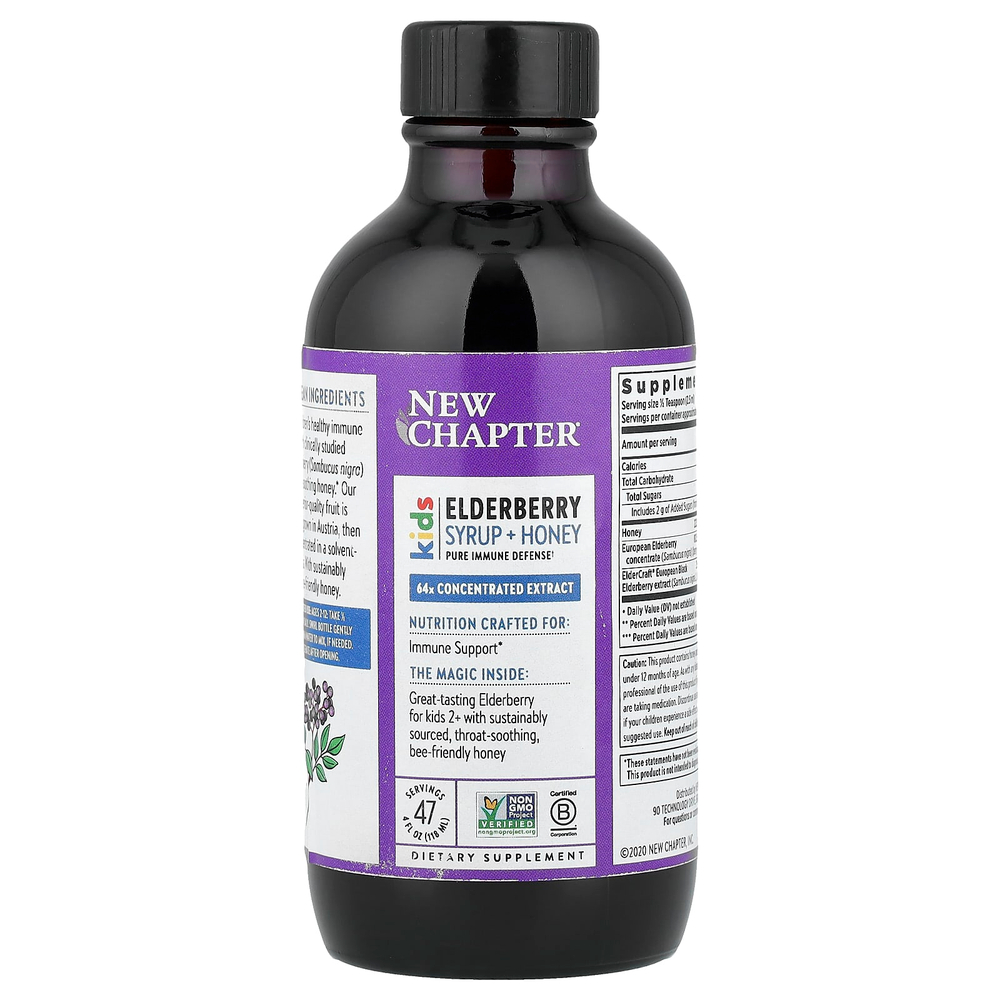 New Chapter, Для детей, сироп из бузины и меда, для детей от 2 лет, 118 мл (4 жидк. унц.)