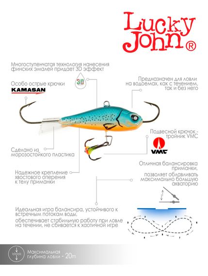 Балансир Lucky John BALTIC 6 с тр. 60мм/53 блистер