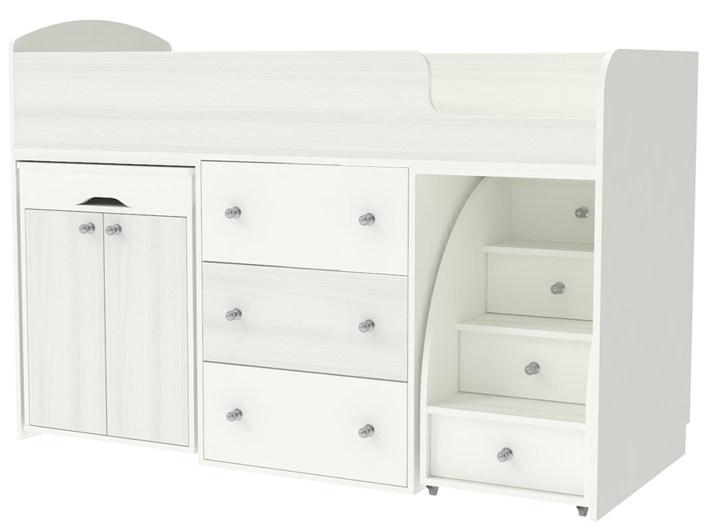 Кровать-чердак КарИВи Малыш Белый  Белое Дерево