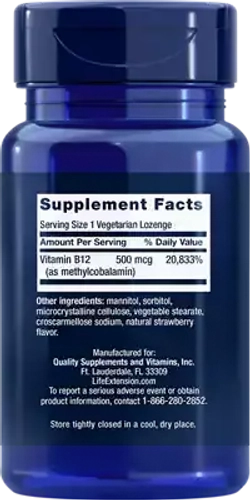 Vitamin B12 Methylcobalamin 500 мкг 100 lozenges Life Extension