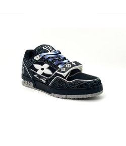 Кроссовки Louis Vuitton Trainer Black with Croc-embossed denim