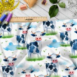 Ткань премиум флис анимационные коровы