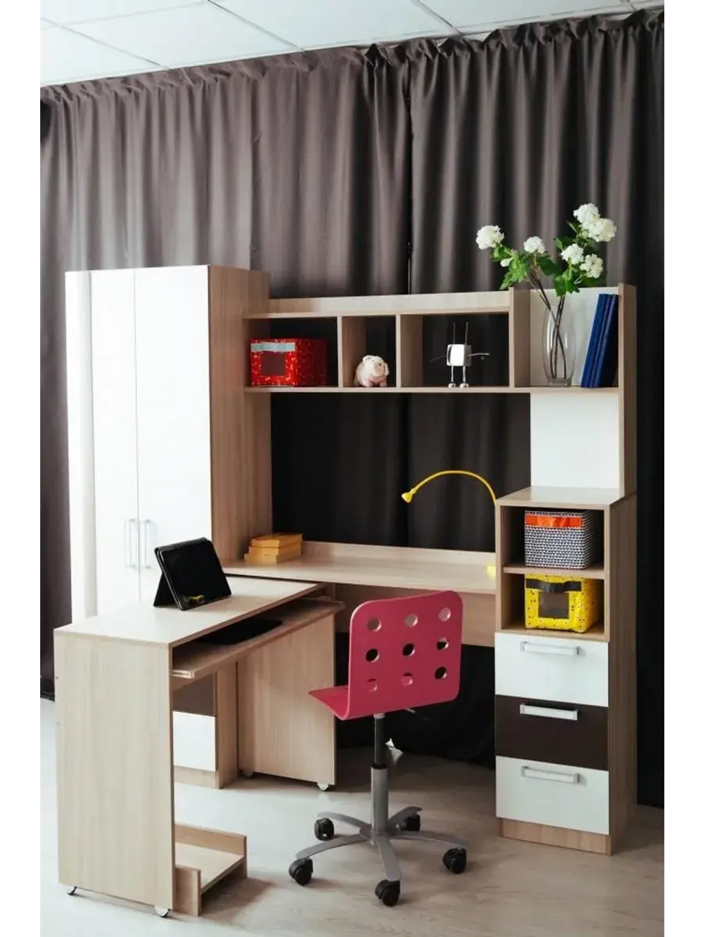 Стол компьютерный Белый 195х43х180 см