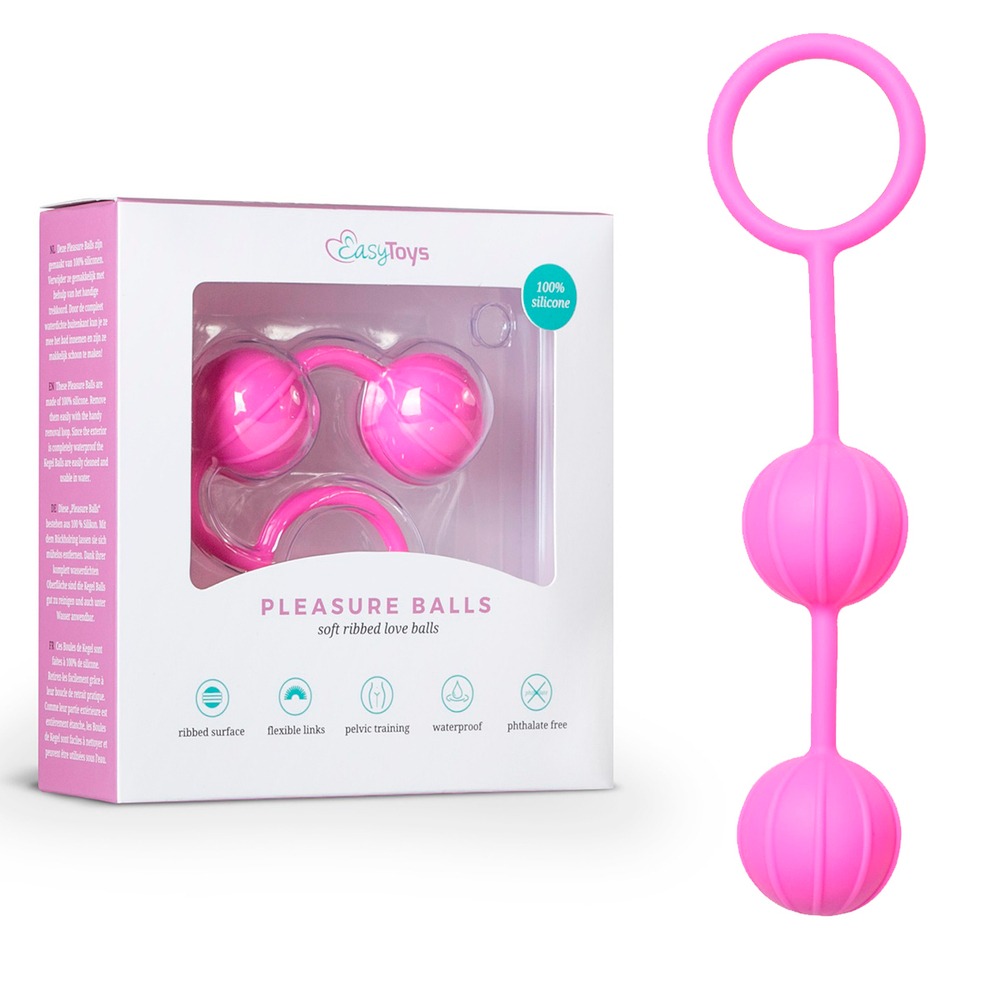 Розовые вагинальные шарики Vertical Ribbed Geisha Ball