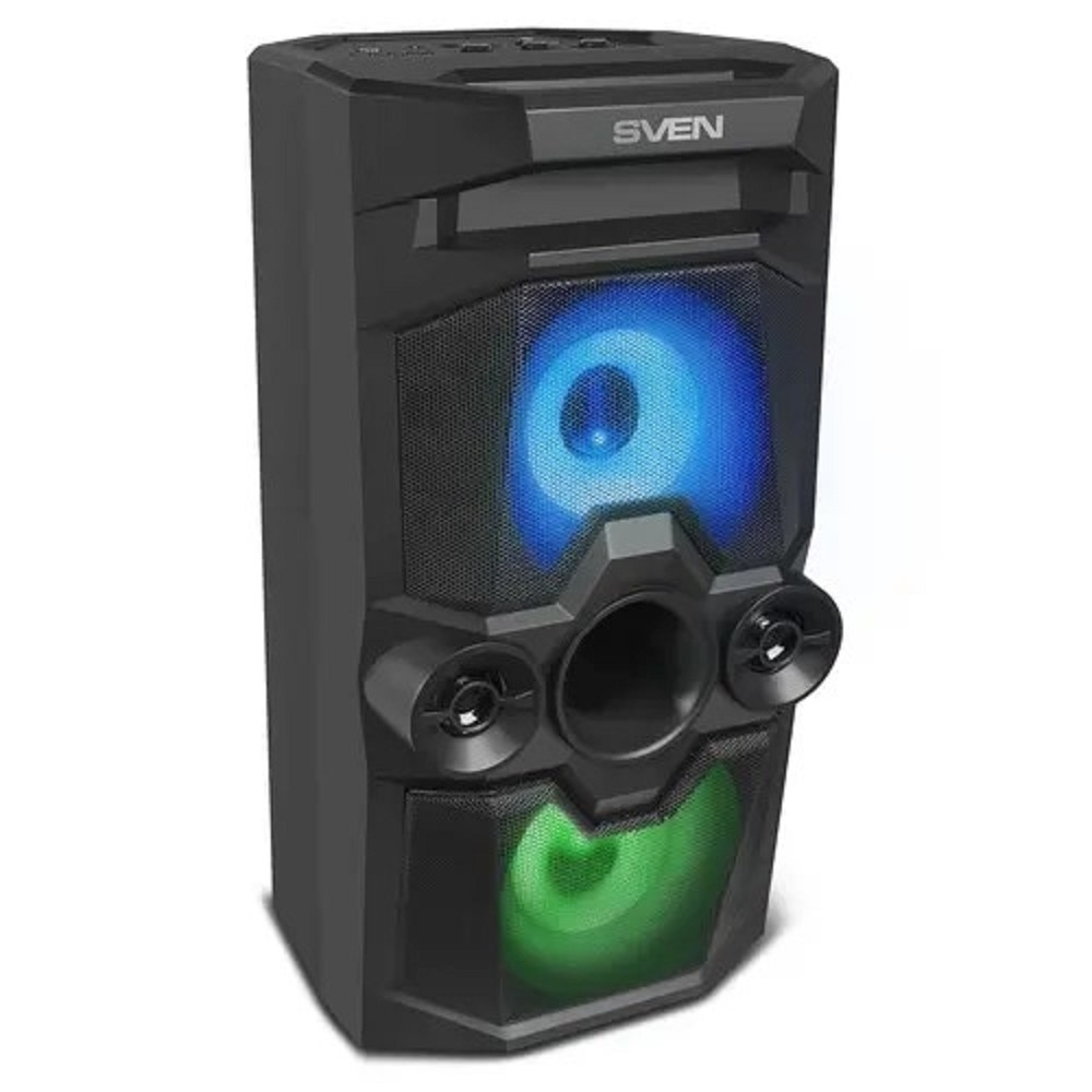 Колонки Портативная акустика 2.0 Sven PS-650 SV-018450 черная, 50Вт, FM-тюнер, USB, microSD, Bluetooth, LED-дисплей, 2х4000мА*ч