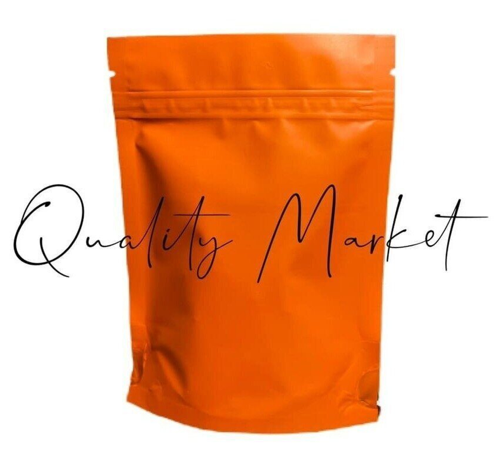 Пакеты ДОЙ ПАК металлизированные с замком ЗИП ЛОК 105х150+(30+30) мм (Оранжевый матовый)