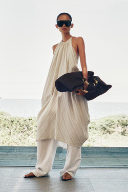 ZARA БОЛЬШАЯ ПЛЕТЕНАЯ СУМКА, ШОКОЛАДНЫЙ