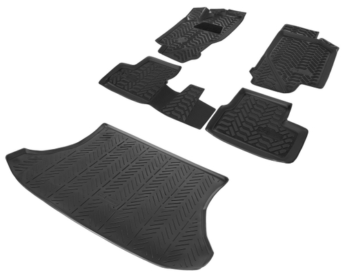 Коврики в салон и багажник автомобиля (комплект) AutoFlex для Lada Granta I поколение рестайлинг универсал 2018-н.в./Kalina I, II поколение универсал 2004-2018, полиуретан, без крепежа, 5 частей, K9600201-4