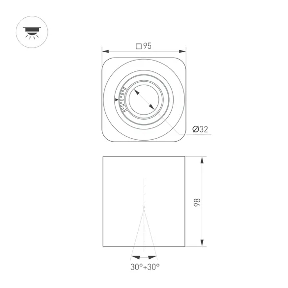 Светильник SP-ACENTO-S95x95-10W Warm2700 (BK, 20-45 deg, 230V) (Arlight, IP20 Металл, 5 лет) 055749