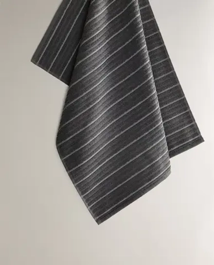 ZARA HOME КУХОННОЕ ПОЛОТЕНЦЕ ИЗ МАХРОВОГО ХЛОПКА В ПОЛОСКУ, СЕРЫЙ