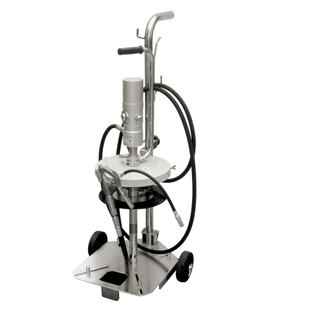 Пневматический солидолонагнетатель 60:1 на тележке, для бочек 20-30 кг крышка 350мм, GARTEC (Италия)