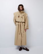 Плащ с кейпом песочный