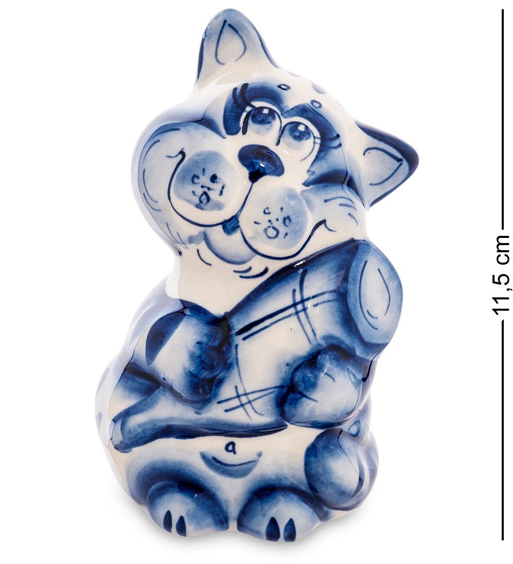 ГЛ- 610 Фигурка «Кот обжора» (Гжельский фарфор)