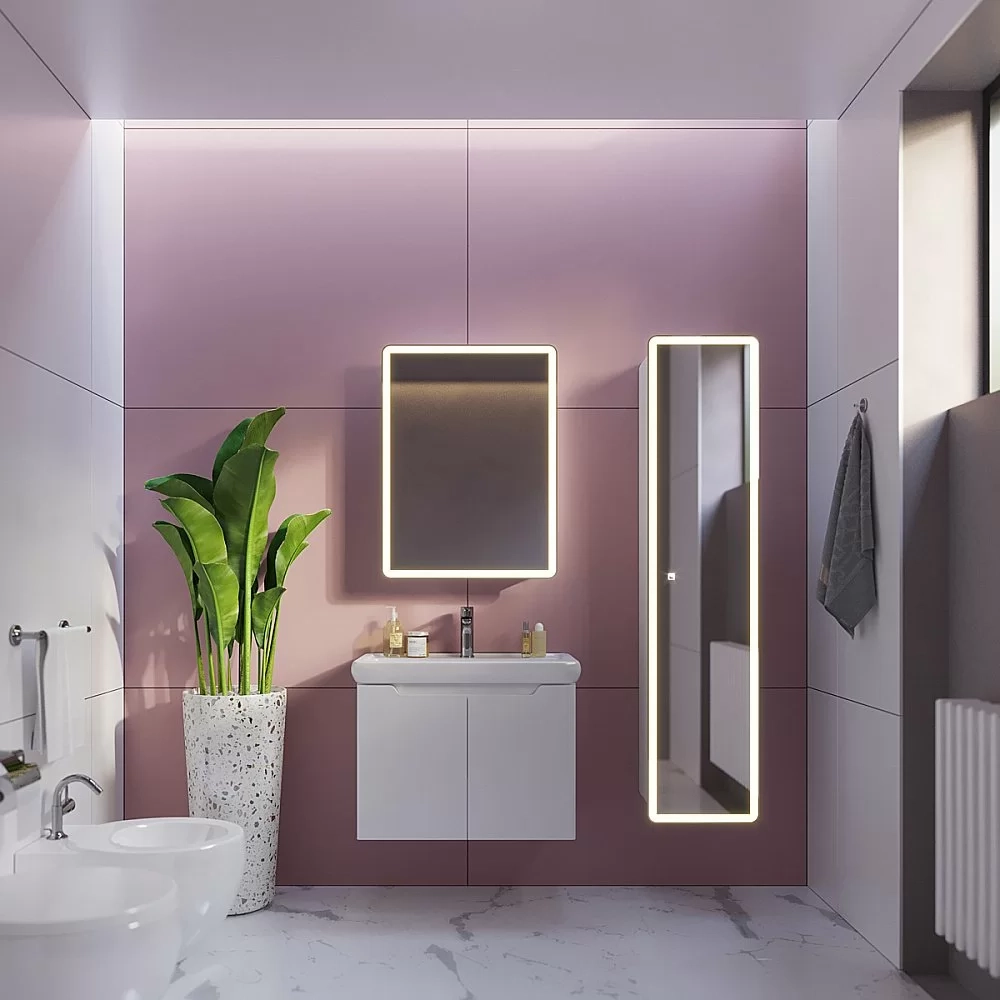 Шкаф зеркальный c LED-подсветкой Dreja POINT 60x80 белый