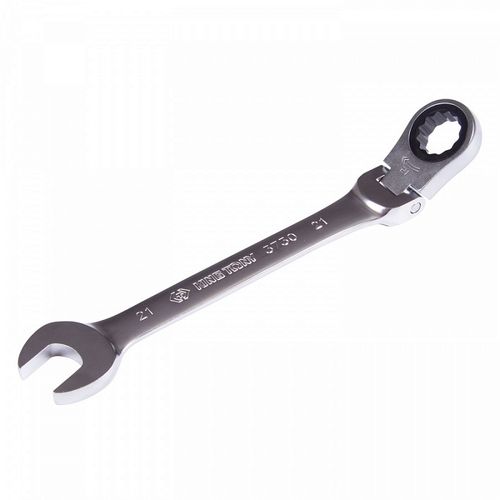 KING TONY (373021M) Ключ трещоточный комбинированный с шарниром 21 мм