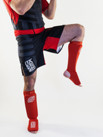 Защита голень-стопа эластичная ткань  TFG Союз ММА Red