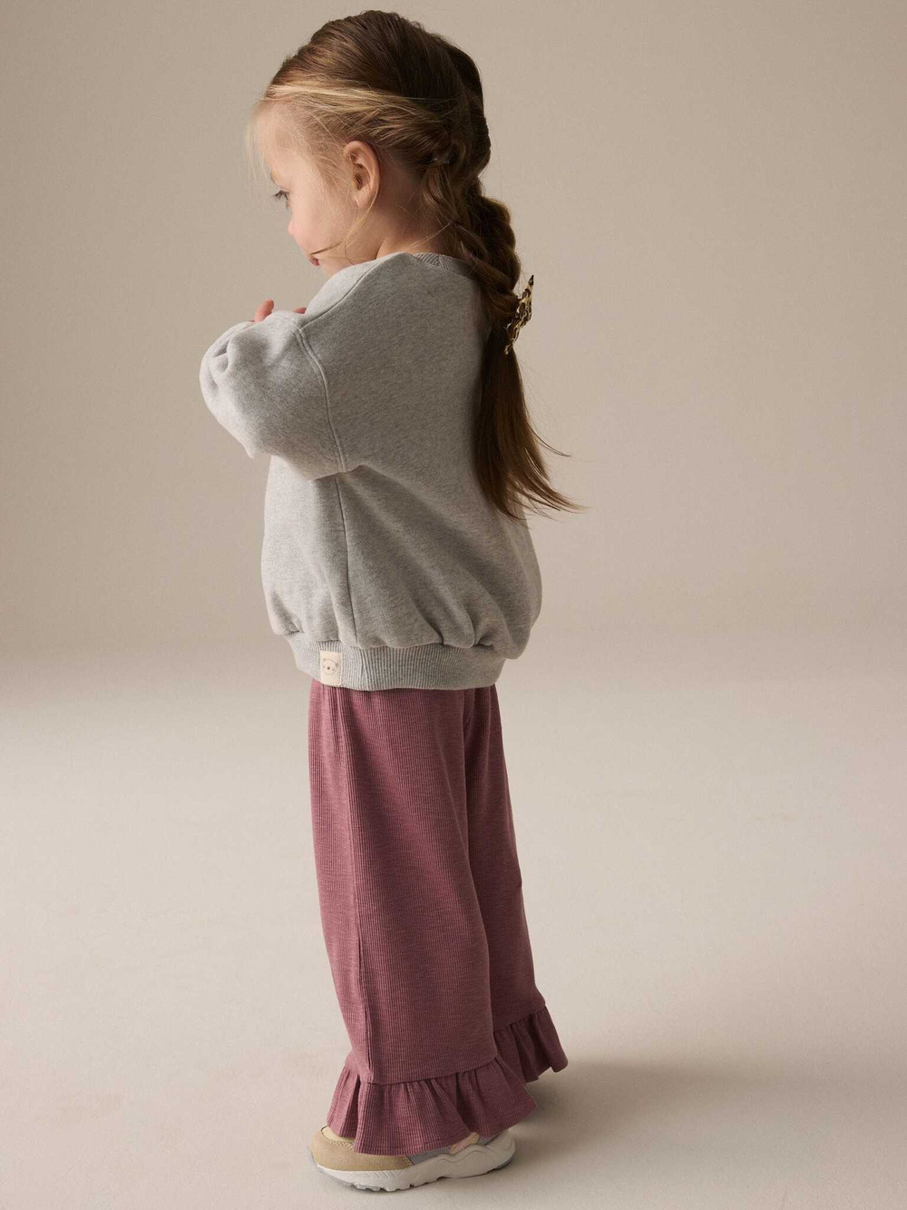 Брюки широкие с рюшами для девочки Next E35-621, Розовый