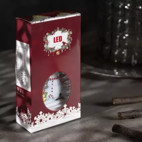 Светодиодный Фонарь со снеговиком 7×13×3.5 см., пластик, батарейки AG13х3, Luazon Lighting (4843936)