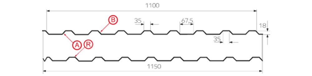 Профлист МП-20x1100-R (ПЭ-01-3005-0,4)