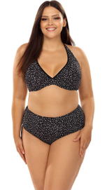 Раздельный купальник plus size в крапинку (Размер: 80F/40) (Цвет: черный)