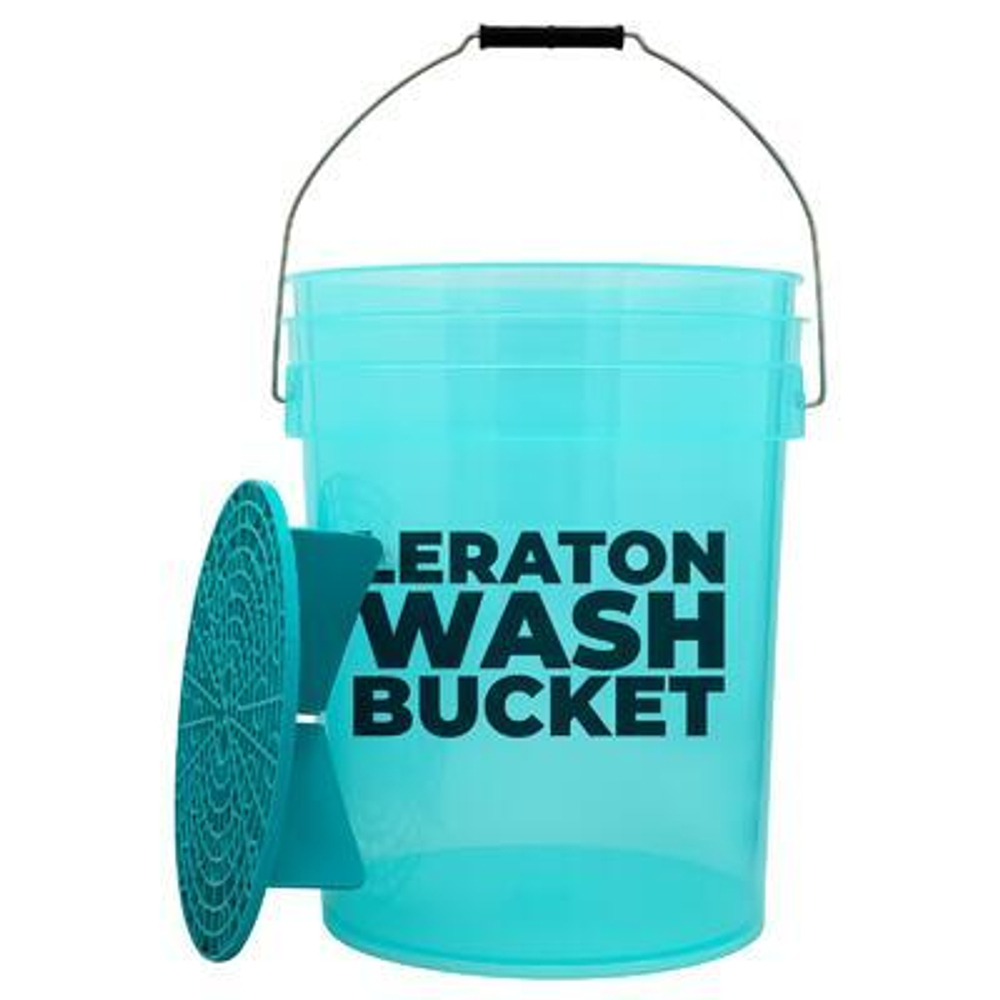 LERATON DETAILING BUCKET WBT Прозрачное ведро для мойки автомобилей с сепаратором (бирюзовое) 20л
