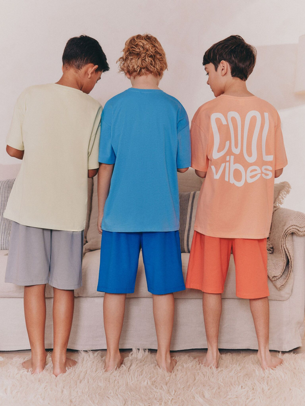 Пижама для мальчика Next AM2-798, 3 шт., Синий, Оранжевый, Песочный