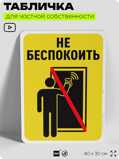 Табличка для частной территории "Не беспокоить", на дом, для участка, организаций и частных территорий, предупреждающая, 40х30 см, Silver Plane x Айдентика Технолоджи