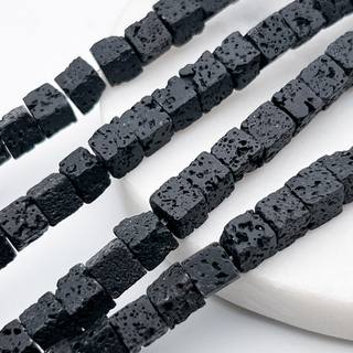 "Лава" бусины, куб, размер около 6,3-6,8 мм, цена за 27-28 шт (1/2 нити)