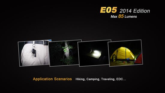 Фонарь-брелок на ключи Fenix E05 синий 85 люмен