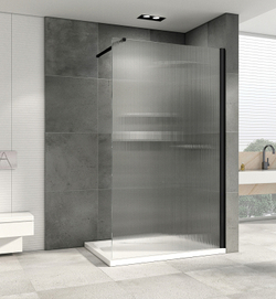 Душевая перегородка Abber Immer Offen 90 AG61091R8 профиль Черный стекло рифленое