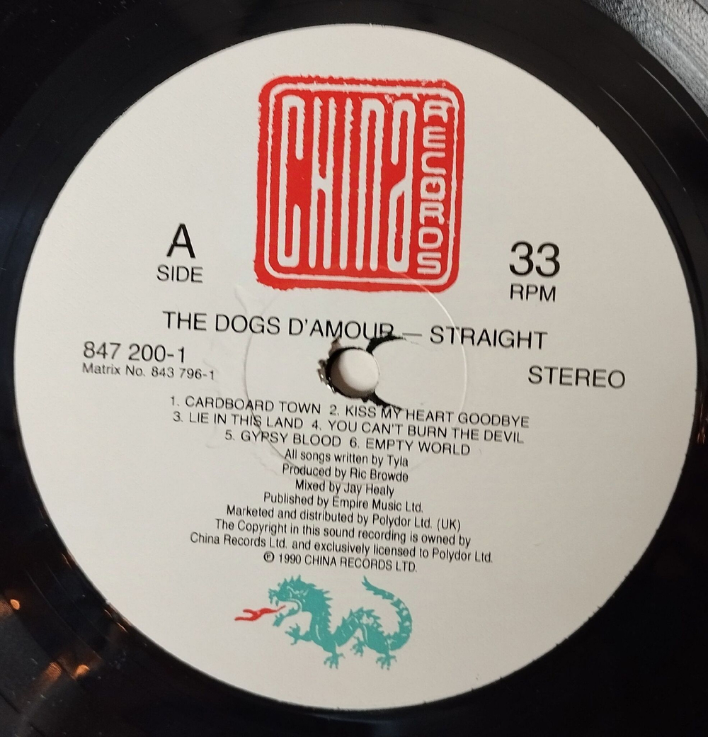 Винтажная виниловая пластинка LP The Dogs DAmour Straight (UK 1990)