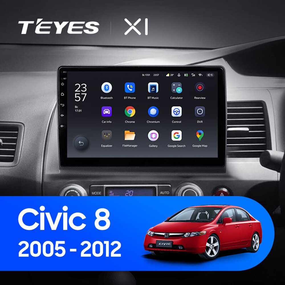 Teyes X1 10.2" для Honda Civic 2005-2012 (прав)