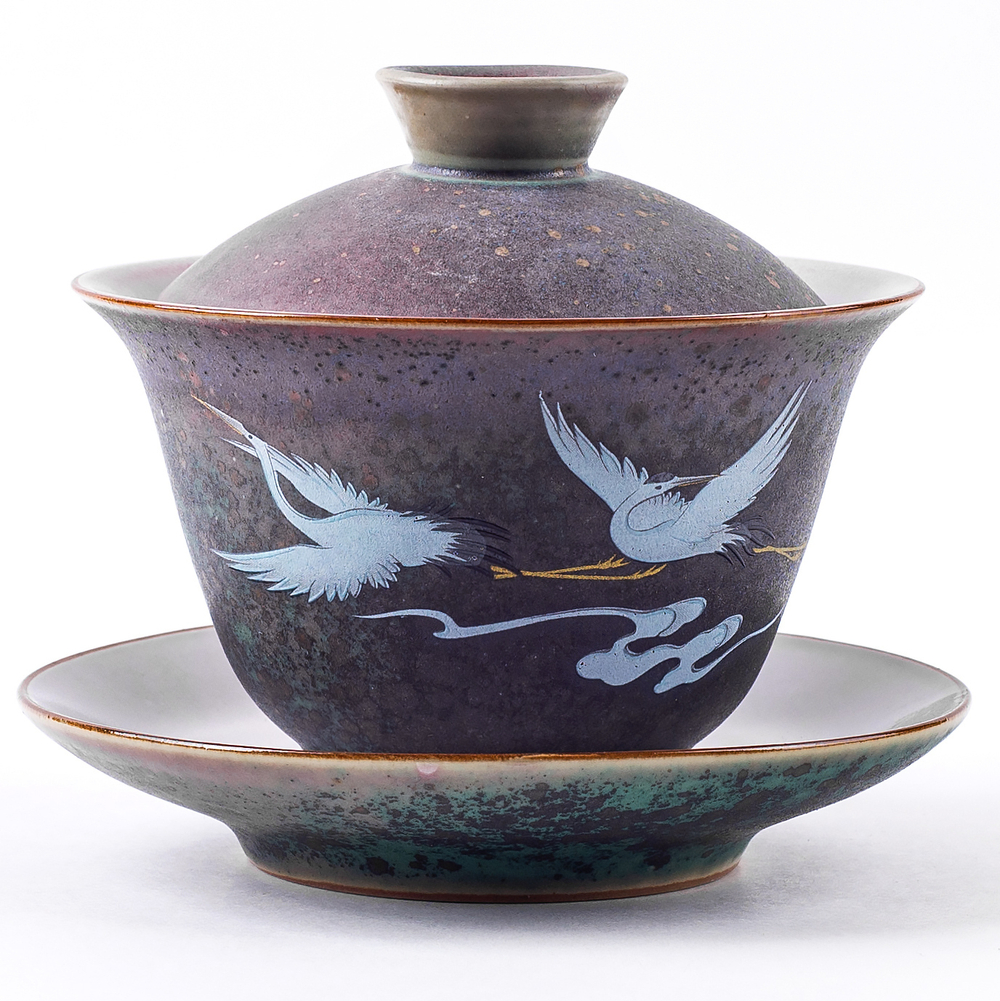 312086 Гайвань ВИНТАЖНАЯ КЕРАМИКА "Журавли", 170 мл, керамика